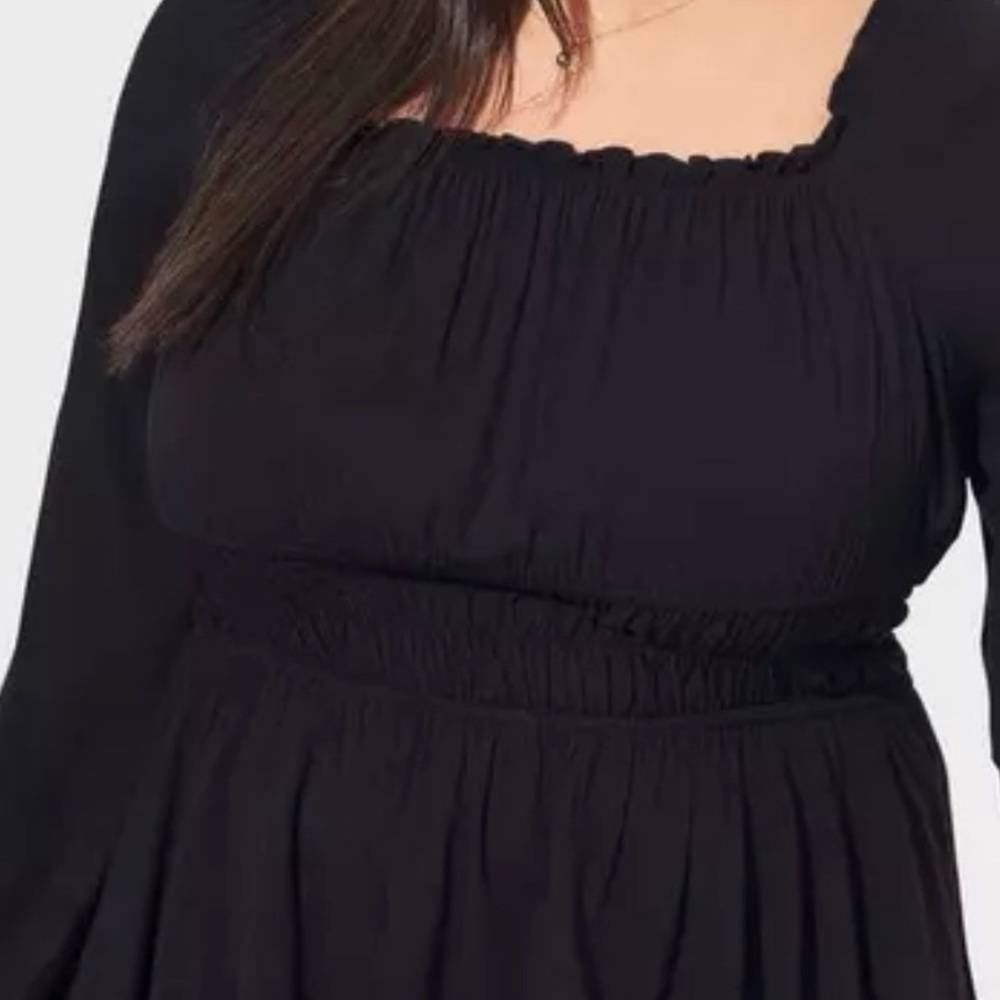 Torrid Black Rayon Slub Waist Detail Blouson Sleeve Blouse NWT Size 3X - Picture 4 of 11